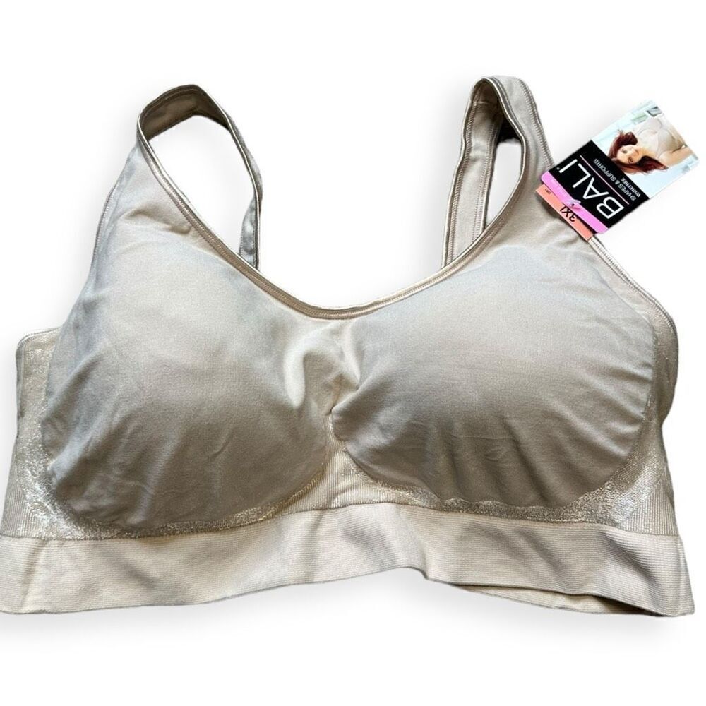 Bali Womens Beige Shapes & Supports Wirefree Comfort Revolution Bralette 3XL NWT